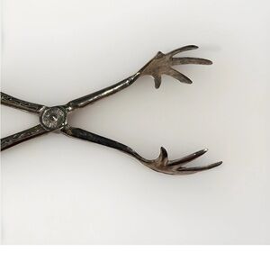 E P Zinc Vintage Silver Plated Scissor Bird Feet Claws Sugar Tongs